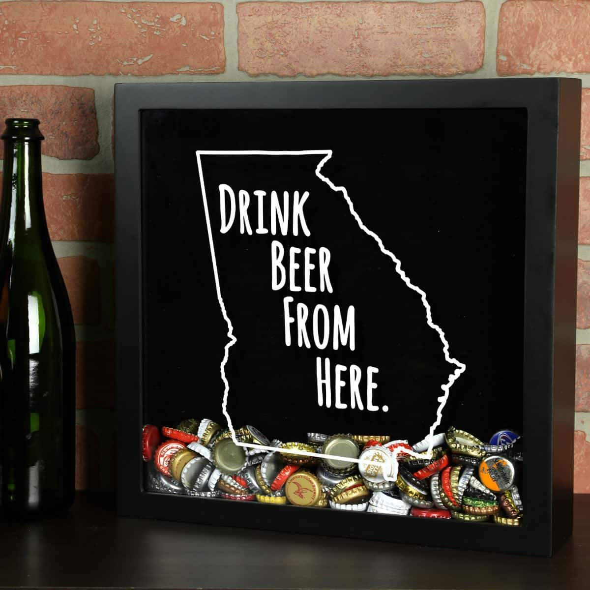 Torched Products Shadow Box Georgia Drink Beer From Here Beer Cap Shadow Box (781163462773)