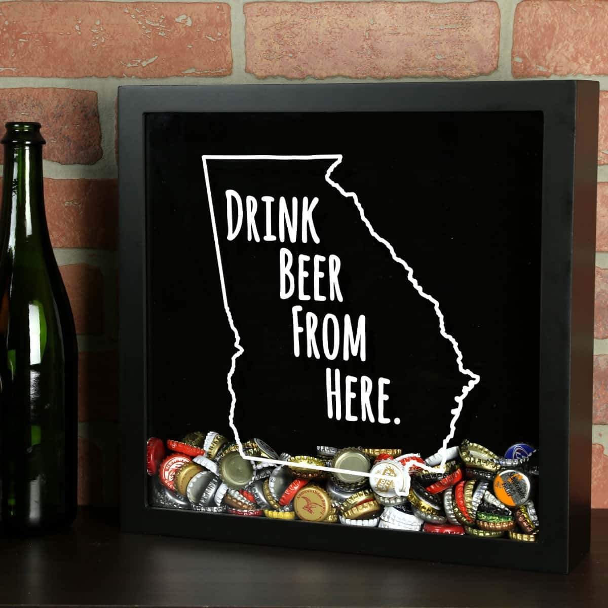 Torched Products Shadow Box Black Georgia Drink Beer From Here Beer Cap Shadow Box (781163462773)