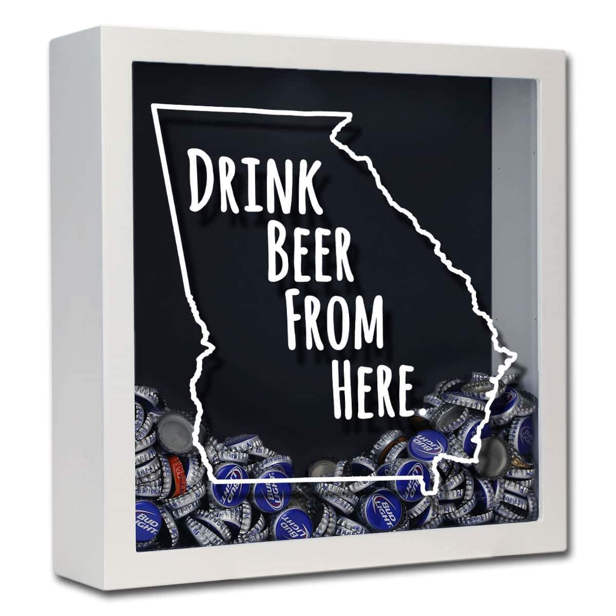Torched Products Shadow Box White Georgia Drink Beer From Here Beer Cap Shadow Box (781163462773)