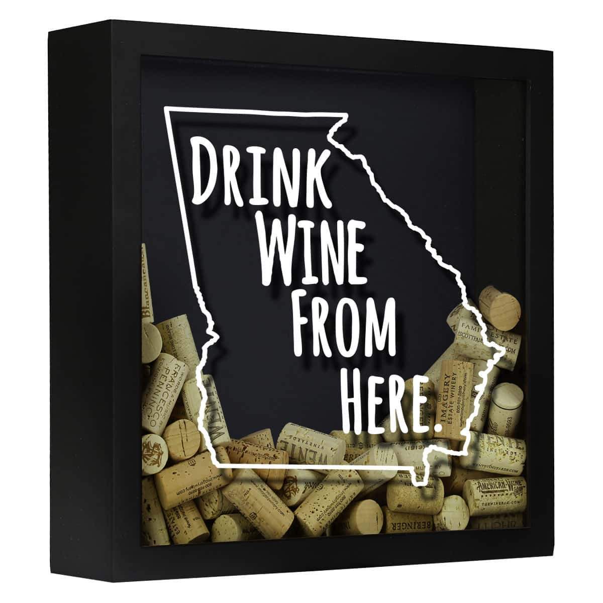 Torched Products Shadow Box Black Georgia Drink Wine From Here Wine Cork Shadow Box (795724611701)