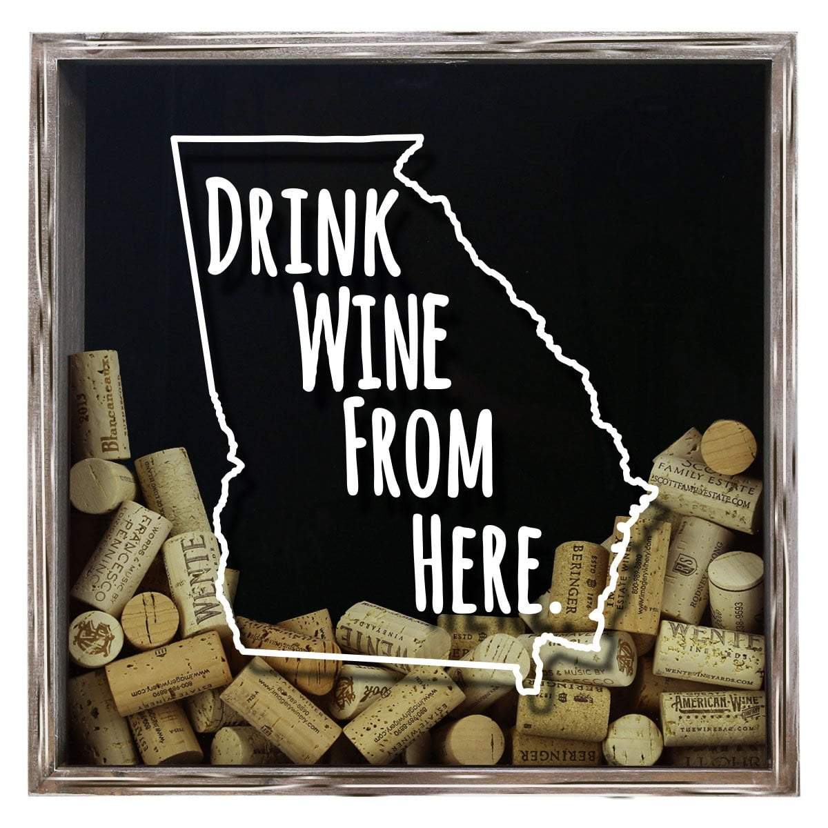 Torched Products Shadow Box Gray Georgia Drink Wine From Here Wine Cork Shadow Box (795724611701)