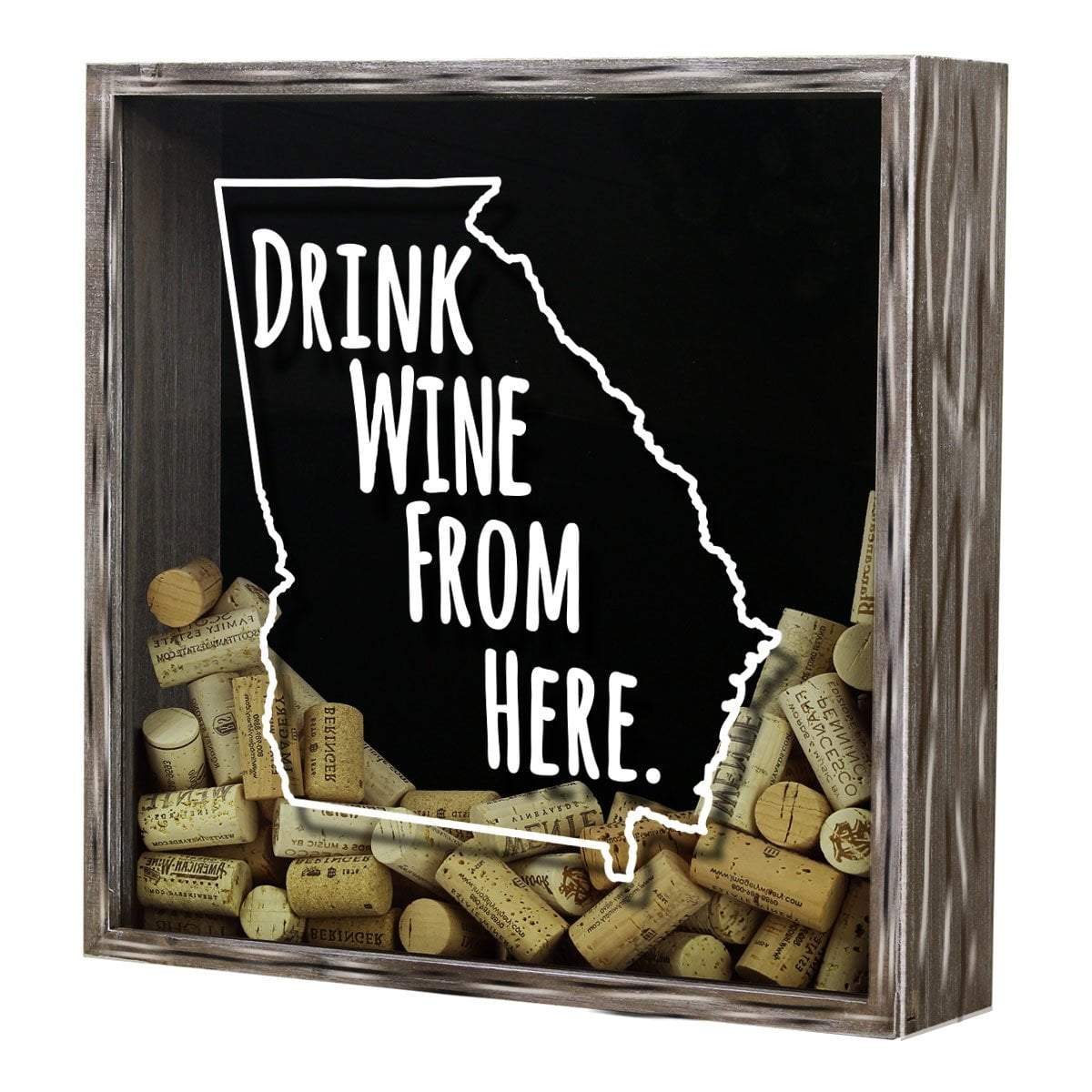 Torched Products Shadow Box Georgia Drink Wine From Here Wine Cork Shadow Box (795724611701)