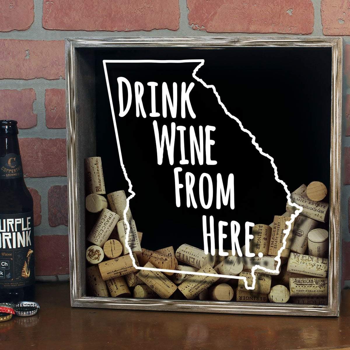 Torched Products Shadow Box Georgia Drink Wine From Here Wine Cork Shadow Box (795724611701)