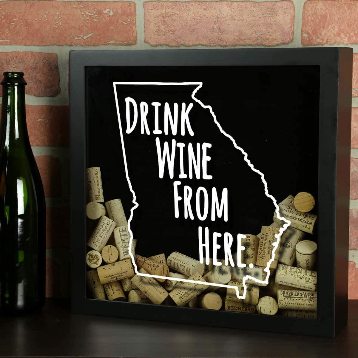 Torched Products Shadow Box Georgia Drink Wine From Here Wine Cork Shadow Box (795724611701)