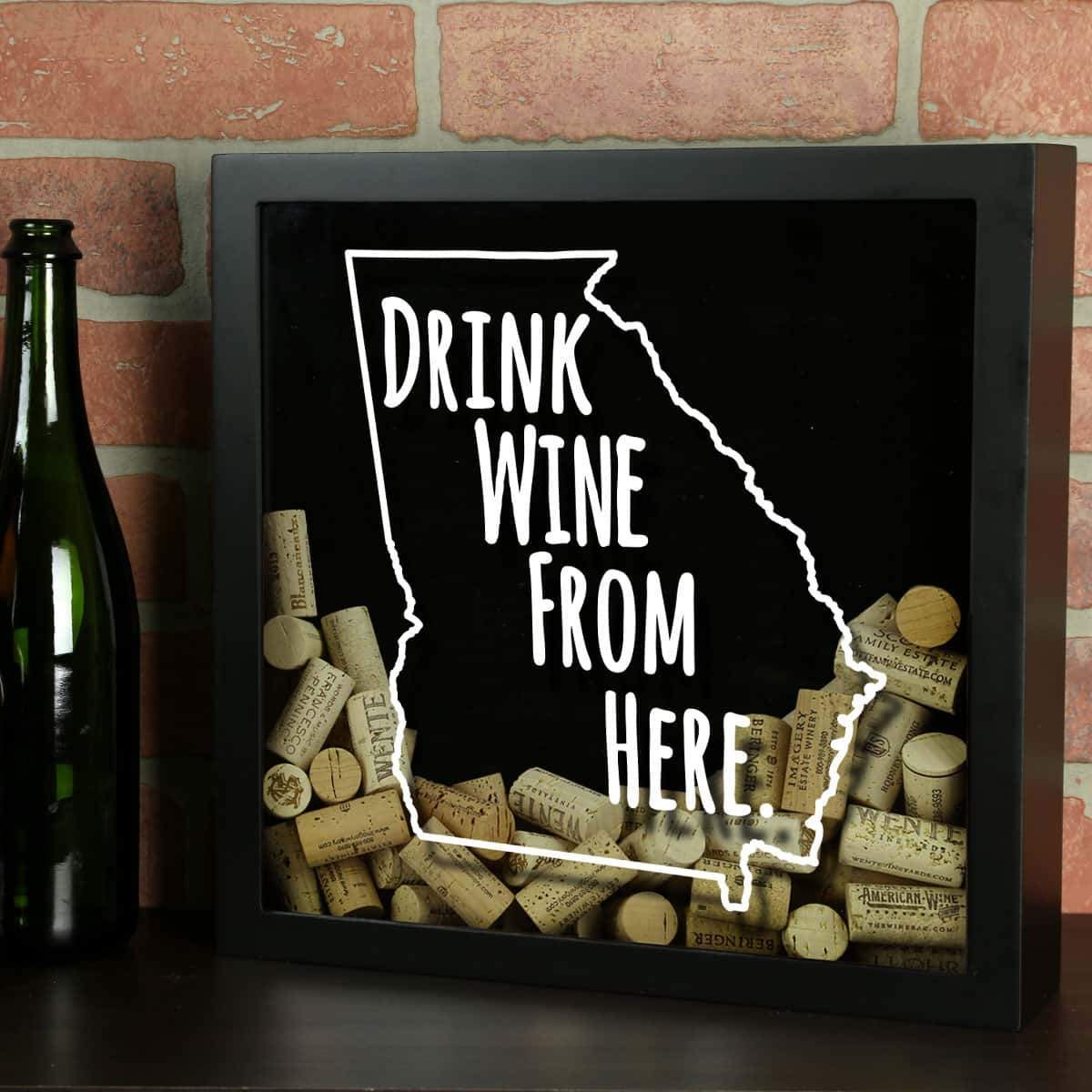 Torched Products Shadow Box Black Georgia Drink Wine From Here Wine Cork Shadow Box (795724611701)
