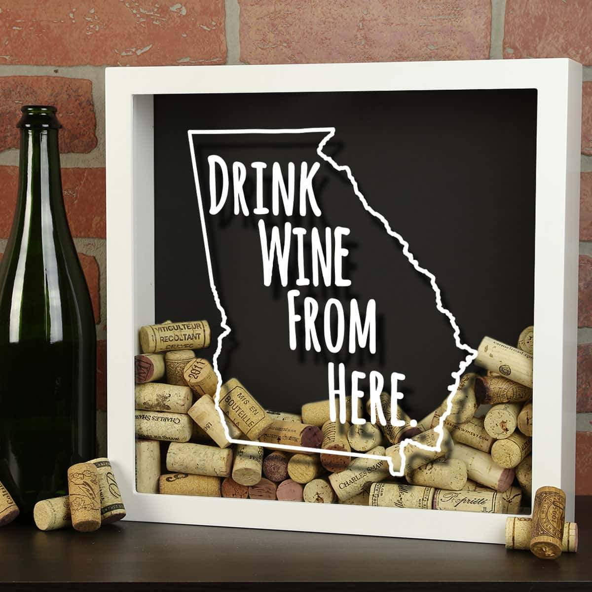 Torched Products Shadow Box Georgia Drink Wine From Here Wine Cork Shadow Box (795724611701)