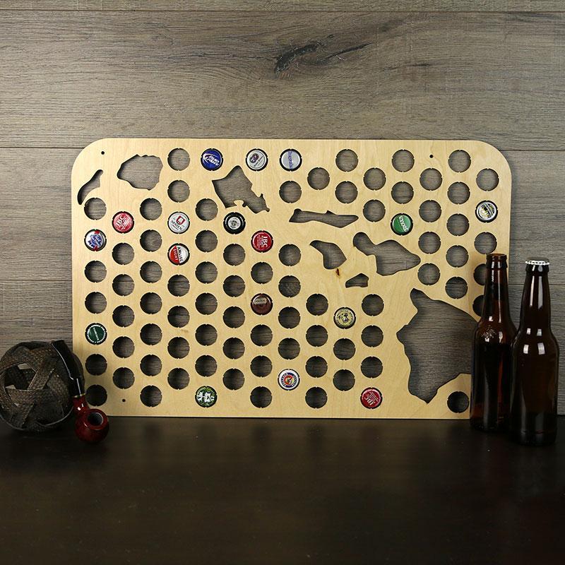 Torched Products Beer Bottle Cap Holder Hawaii Beer Cap Map (791007297653)