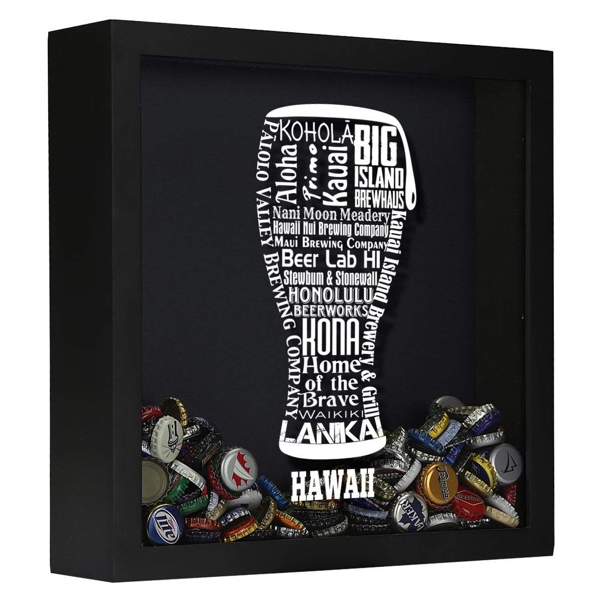Torched Products Shadow Box Black Hawaii Beer Typography Shadow Box (779378786421)