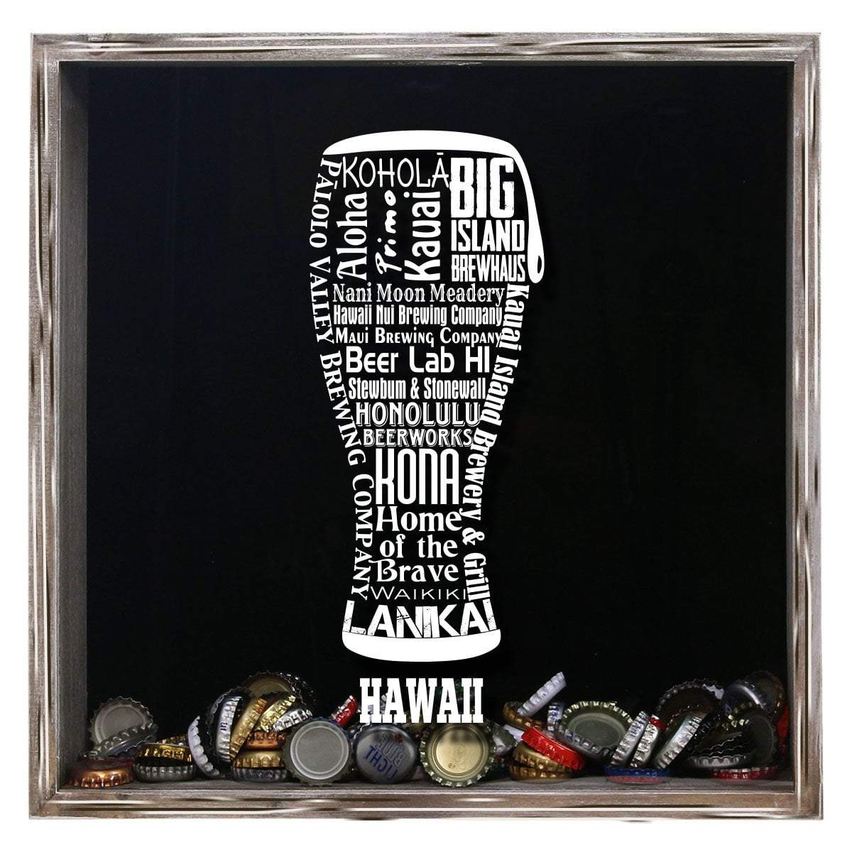 Torched Products Shadow Box Gray Hawaii Beer Typography Shadow Box (779378786421)