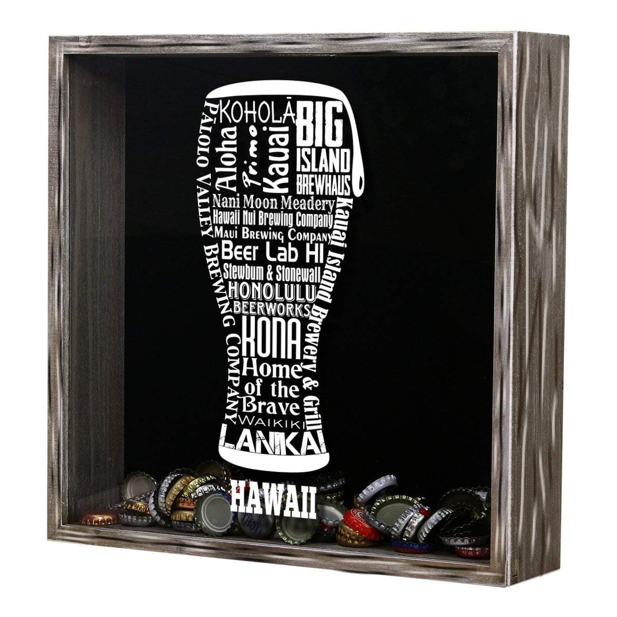 Torched Products Shadow Box Hawaii Beer Typography Shadow Box (779378786421)