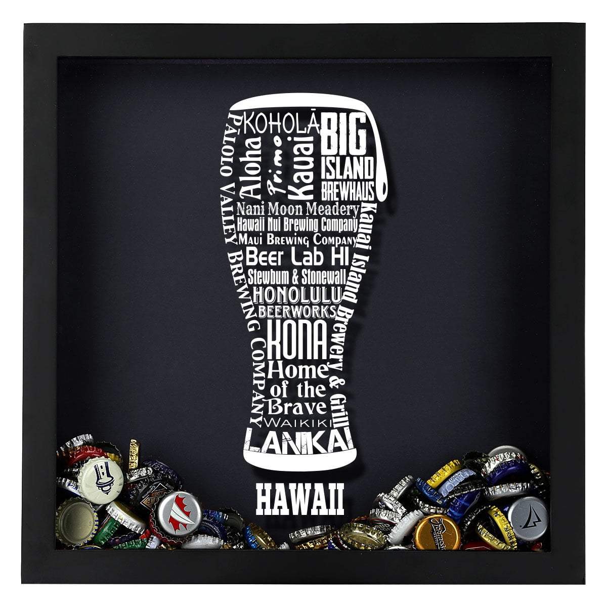 Torched Products Shadow Box Hawaii Beer Typography Shadow Box (779378786421)