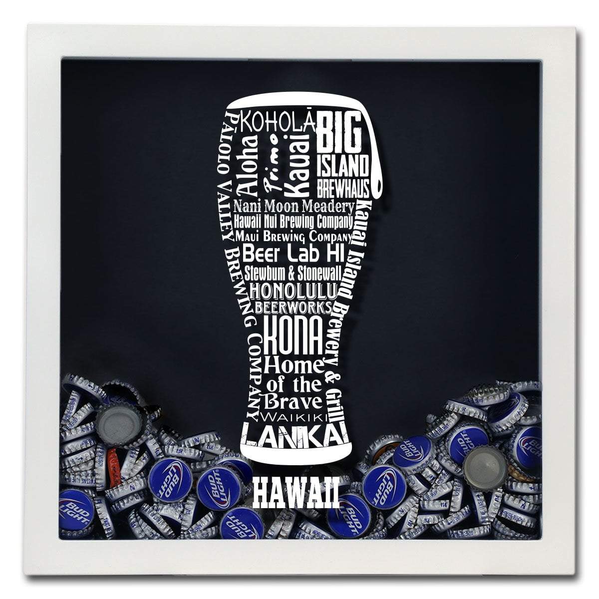 Torched Products Shadow Box Hawaii Beer Typography Shadow Box (779378786421)