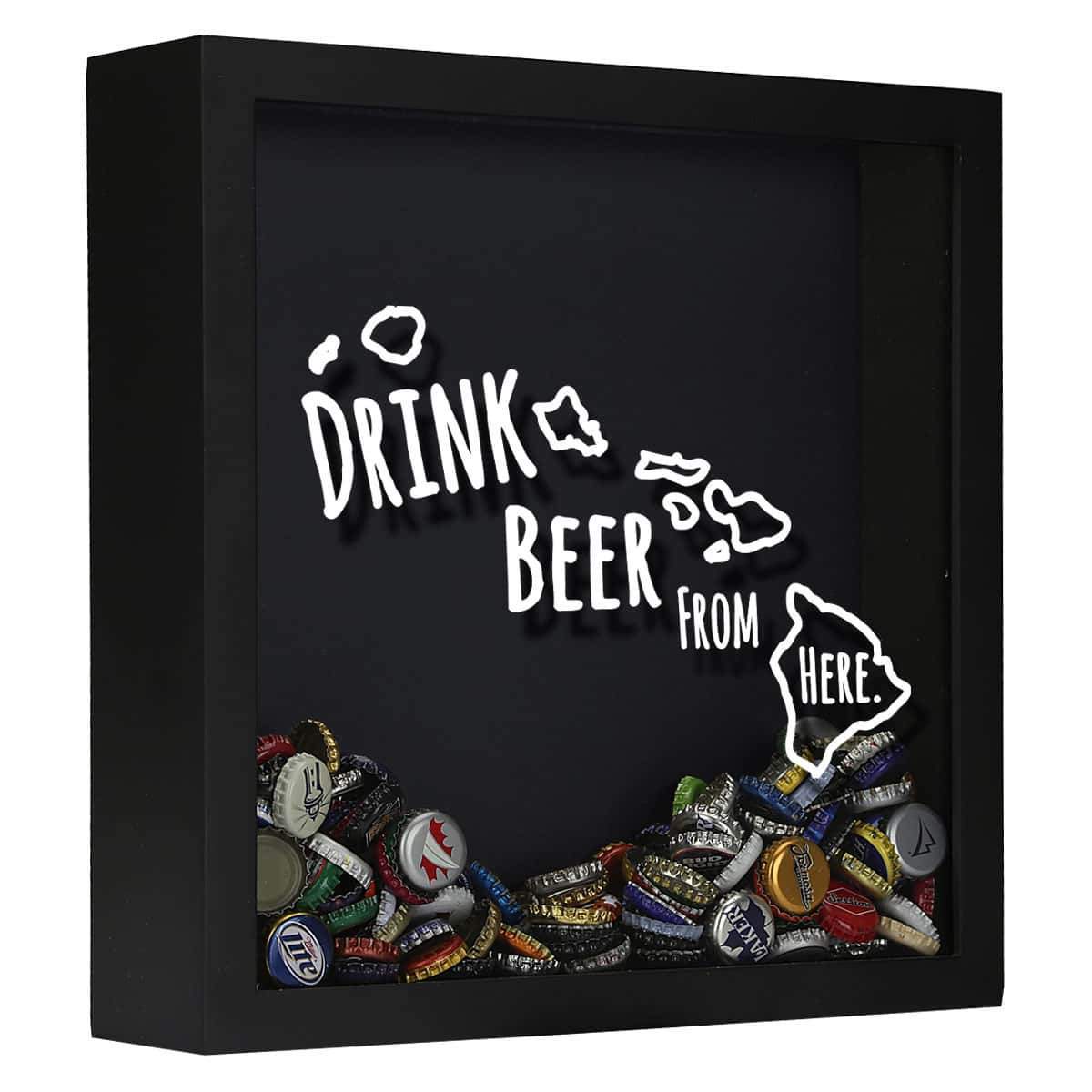 Torched Products Shadow Box Black Hawaii Drink Beer From Here Beer Cap Shadow Box (781165887605)