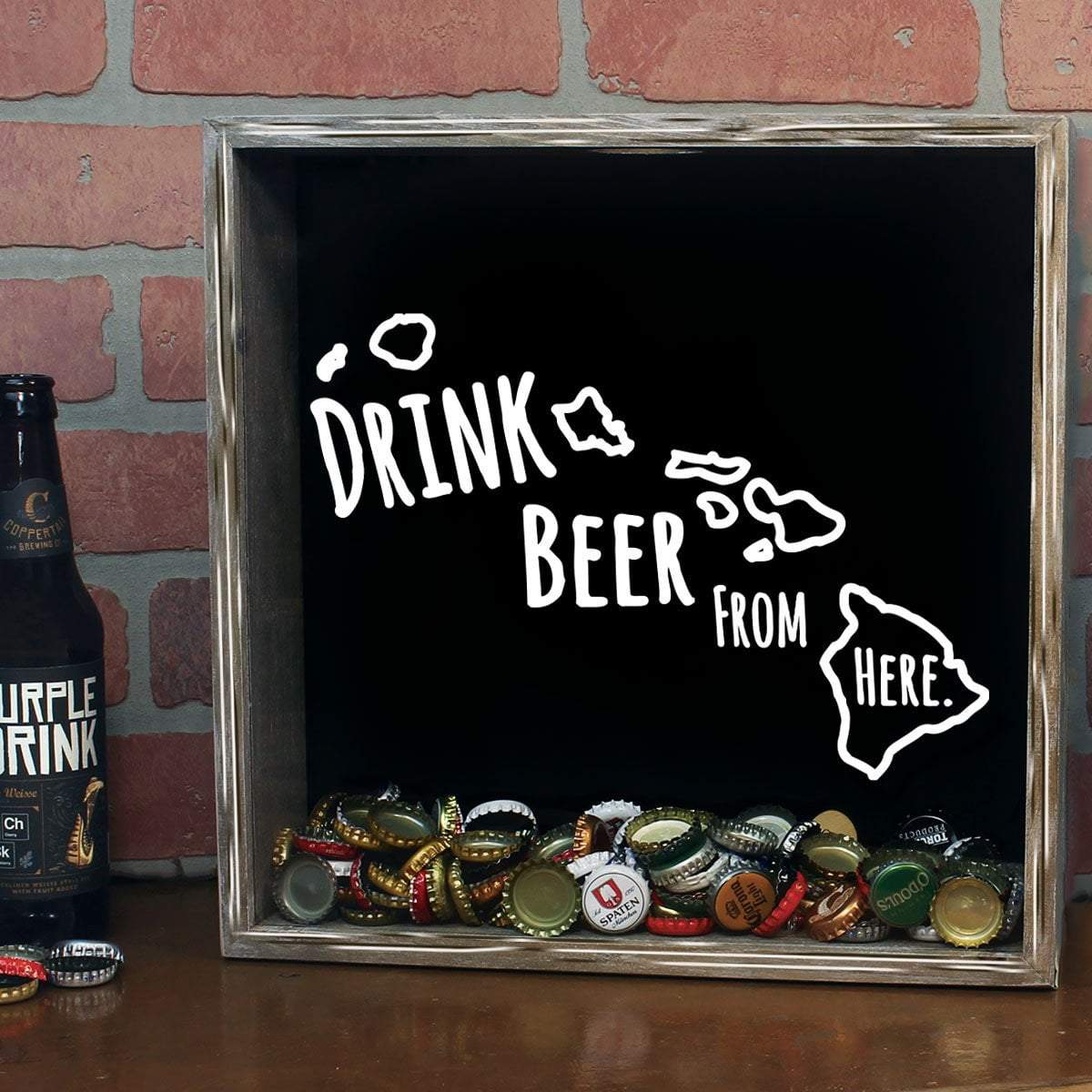 Torched Products Shadow Box Hawaii Drink Beer From Here Beer Cap Shadow Box (781165887605)
