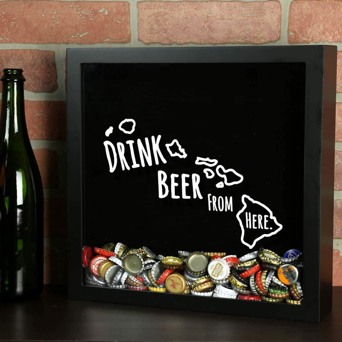 Torched Products Shadow Box Hawaii Drink Beer From Here Beer Cap Shadow Box (781165887605)