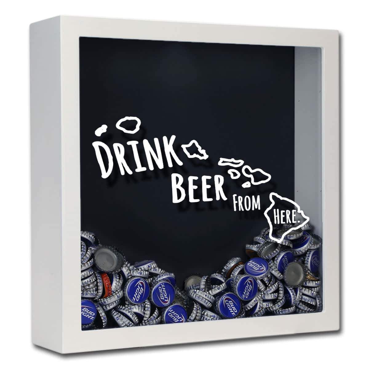 Torched Products Shadow Box White Hawaii Drink Beer From Here Beer Cap Shadow Box (781165887605)