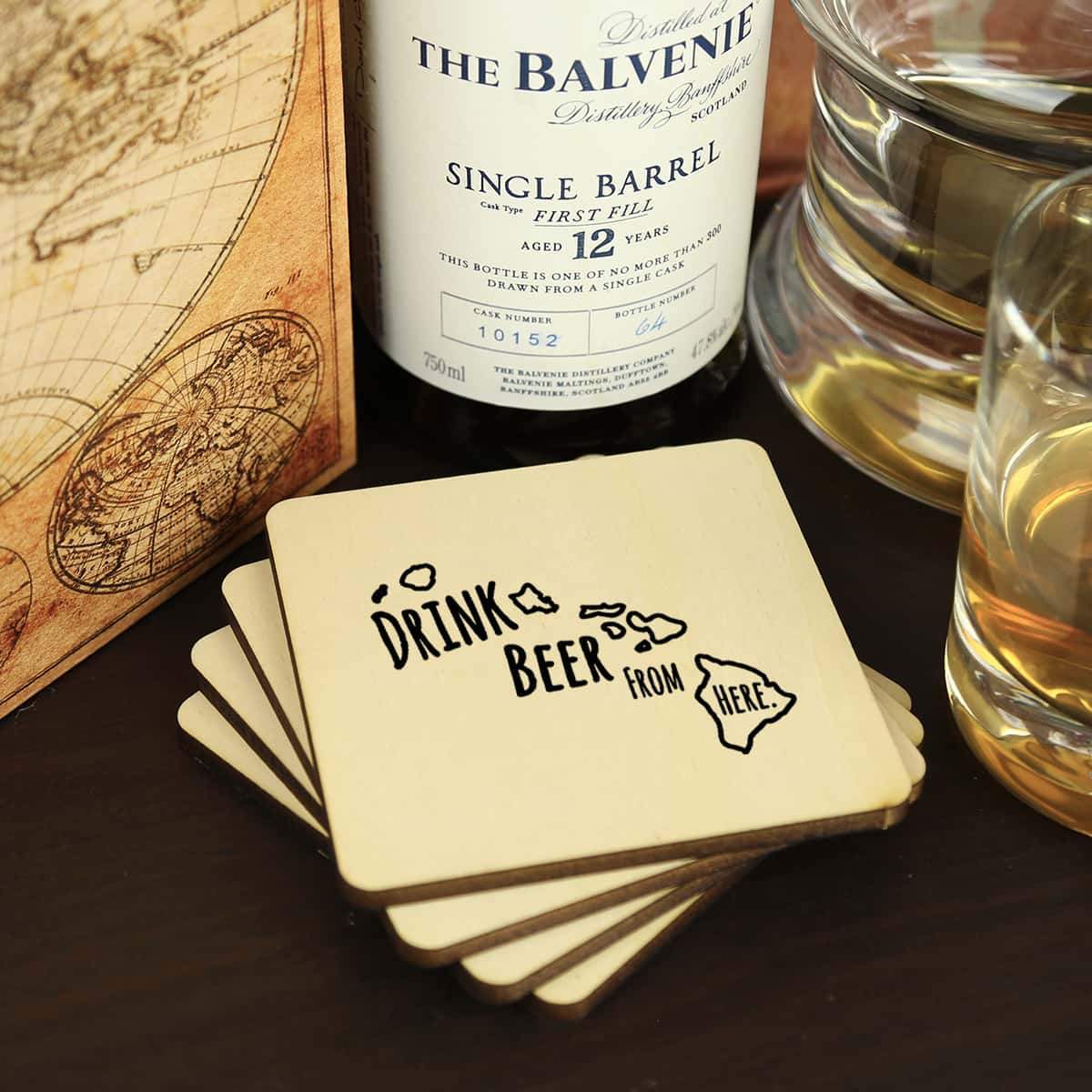 Torched Products Coasters Hawaii Drink Beer From Here Coasters (781445169269)