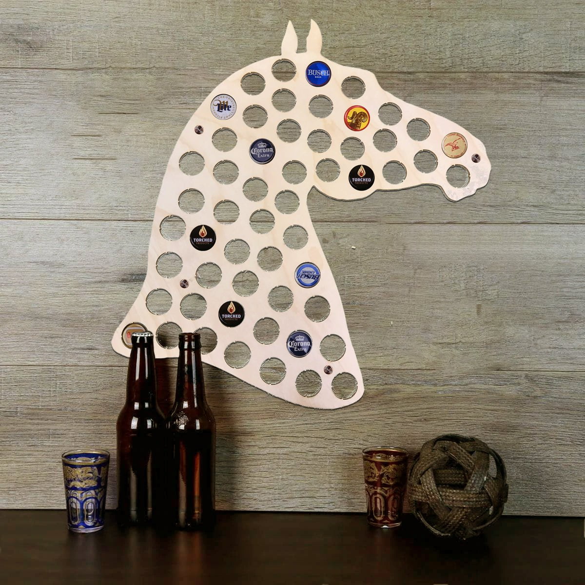 Torched Products Beer Cap Map Horse Head Beer Cap Holder