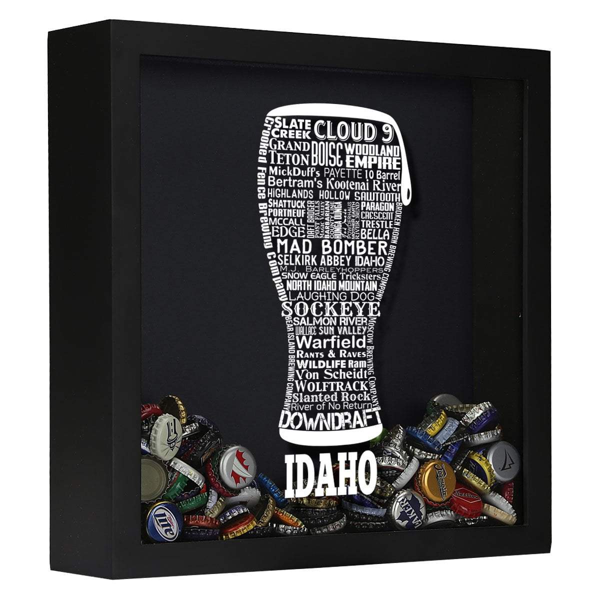 Torched Products Shadow Box Black Idaho Beer Typography Shadow Box (779423940725)