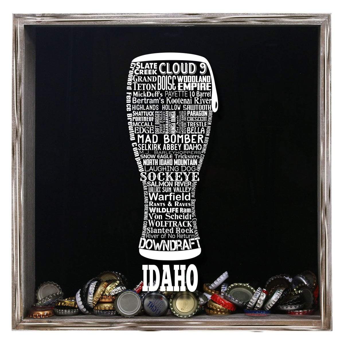 Torched Products Shadow Box Gray Idaho Beer Typography Shadow Box (779423940725)