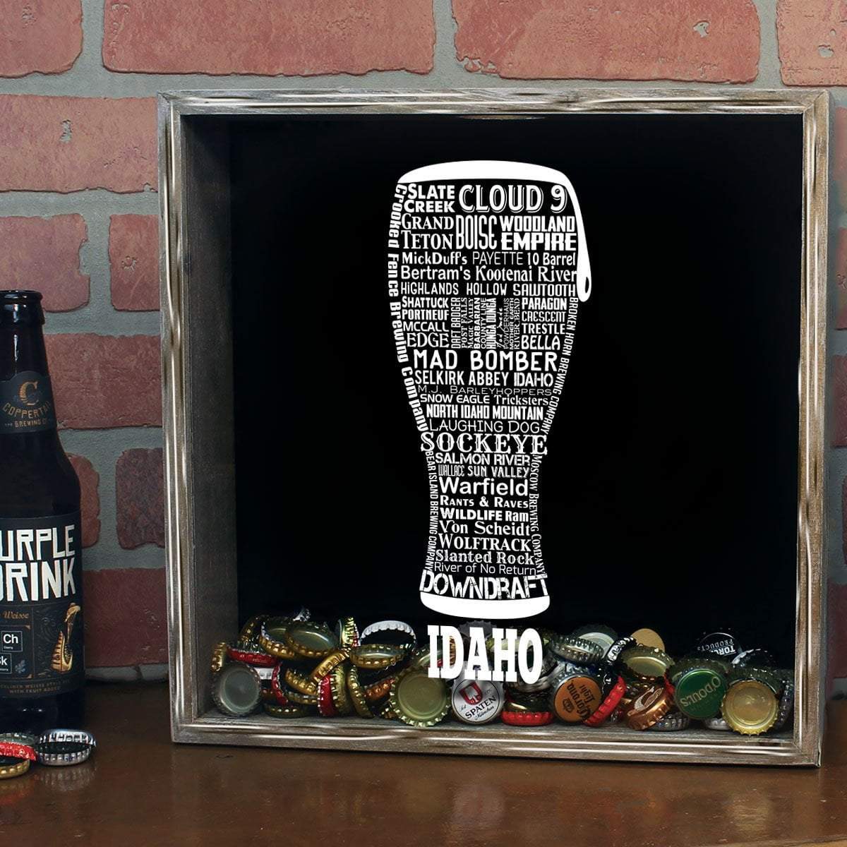 Torched Products Shadow Box Idaho Beer Typography Shadow Box (779423940725)