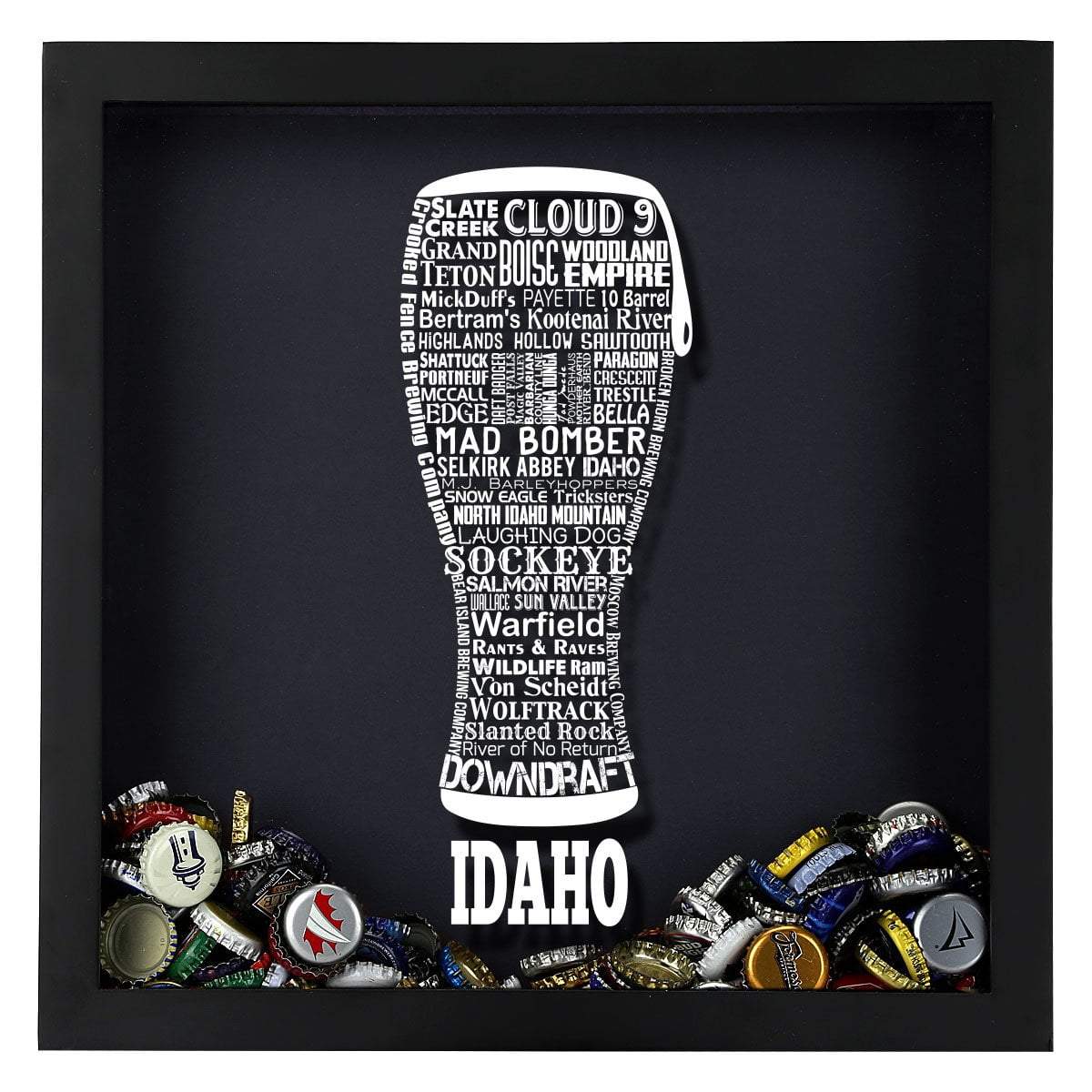Torched Products Shadow Box Idaho Beer Typography Shadow Box (779423940725)