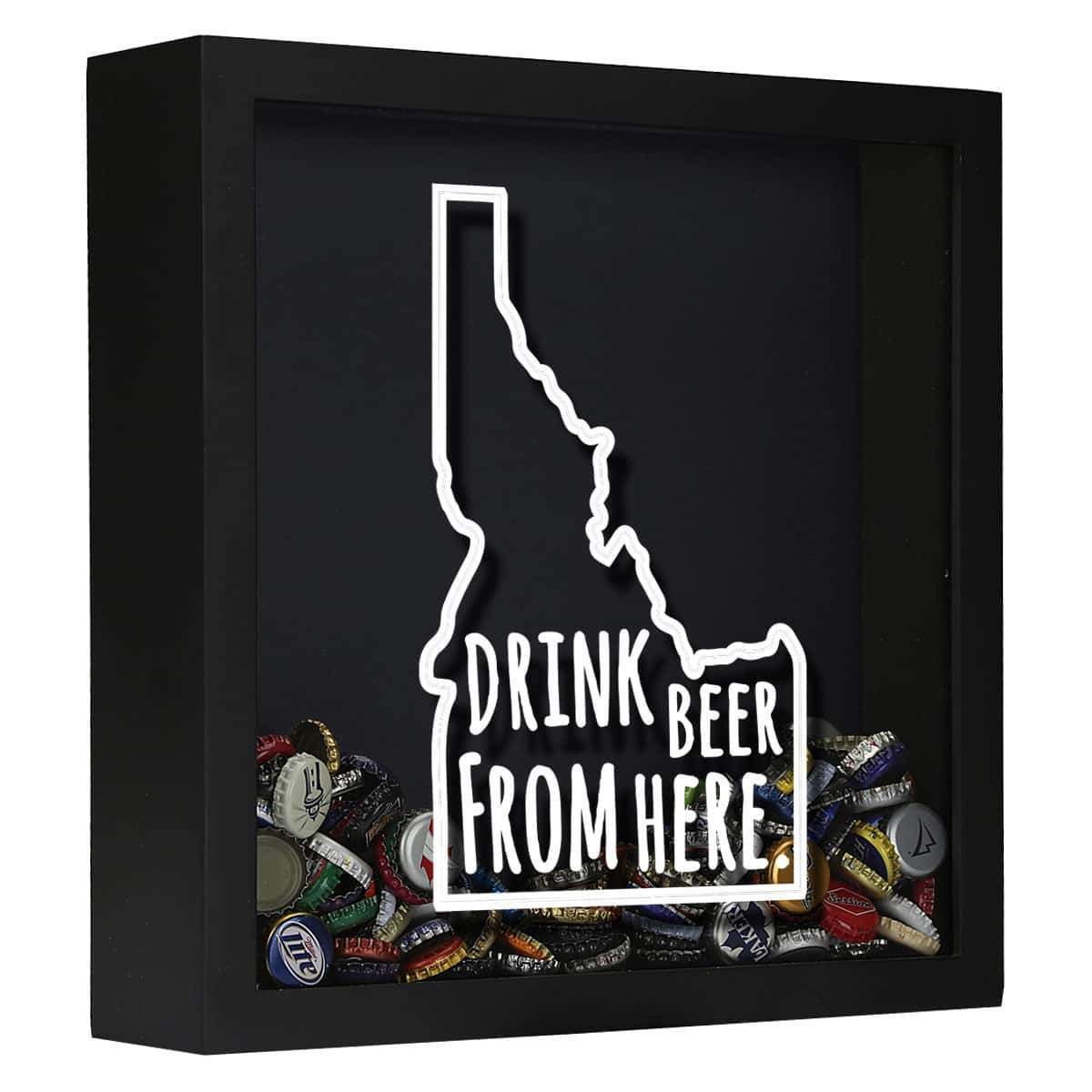 Torched Products Shadow Box Black Idaho Drink Beer From Here Beer Cap Shadow Box (781167100021)