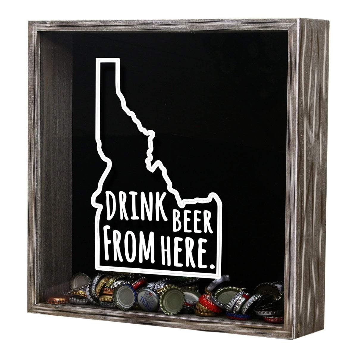 Torched Products Shadow Box Idaho Drink Beer From Here Beer Cap Shadow Box (781167100021)