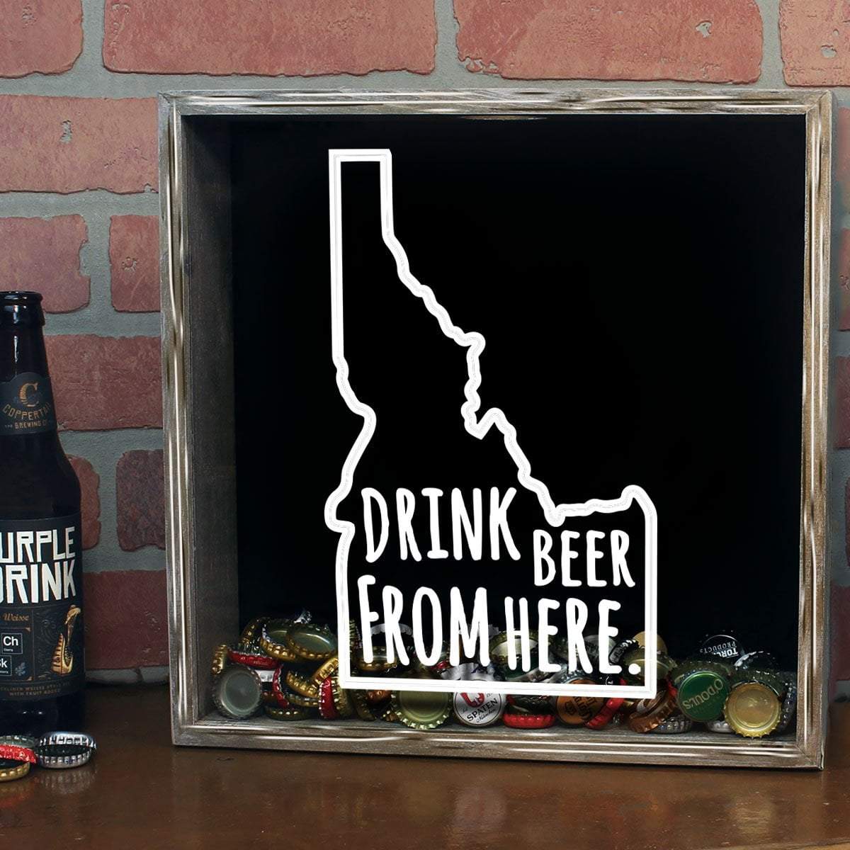 Torched Products Shadow Box Idaho Drink Beer From Here Beer Cap Shadow Box (781167100021)