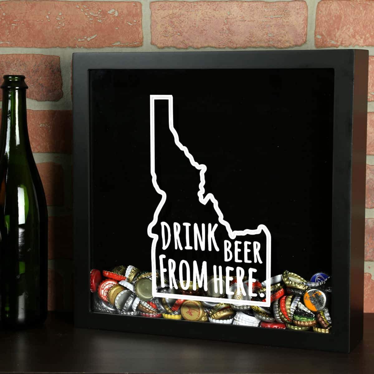 Torched Products Shadow Box Black Idaho Drink Beer From Here Beer Cap Shadow Box (781167100021)