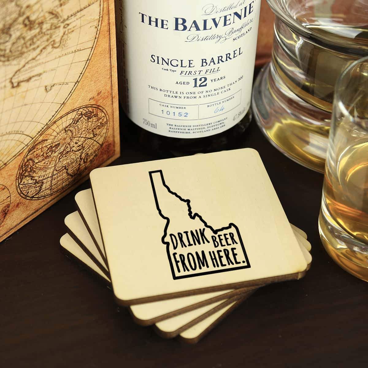 Torched Products Coasters Idaho Drink Beer From Here Coasters (781447594101)