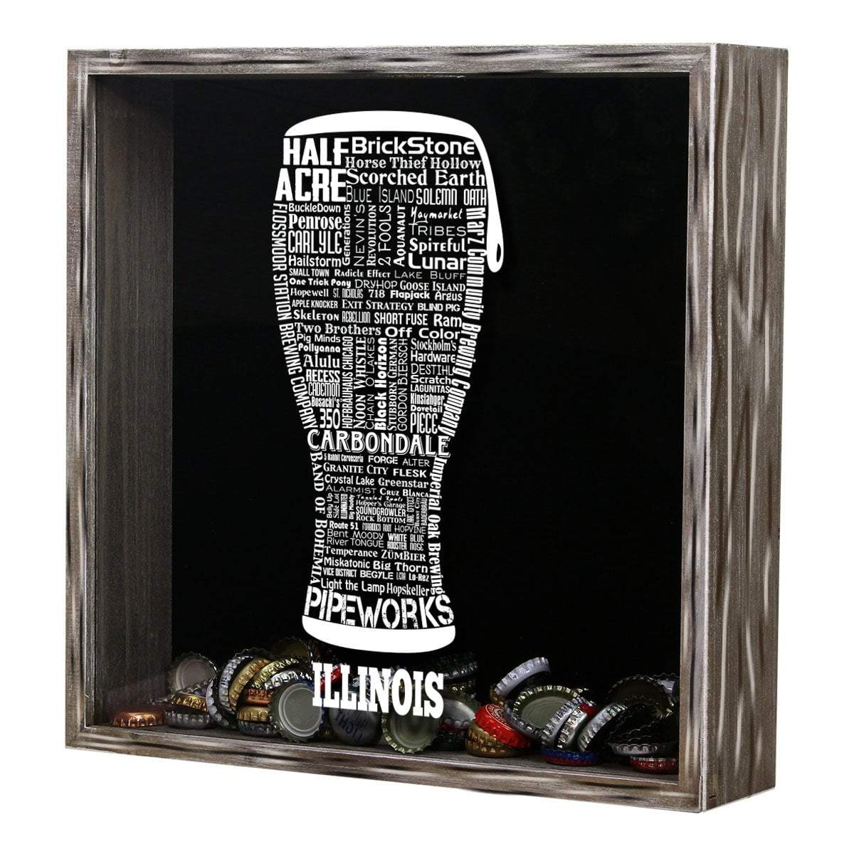 Torched Products Shadow Box Illinois Beer Typography Shadow Box (779424432245)