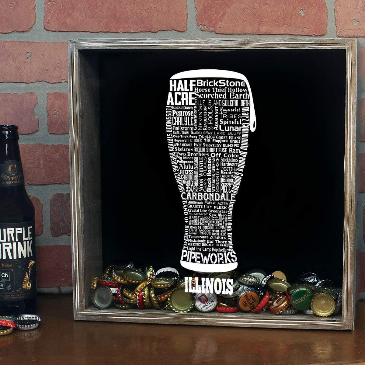 Torched Products Shadow Box Illinois Beer Typography Shadow Box (779424432245)