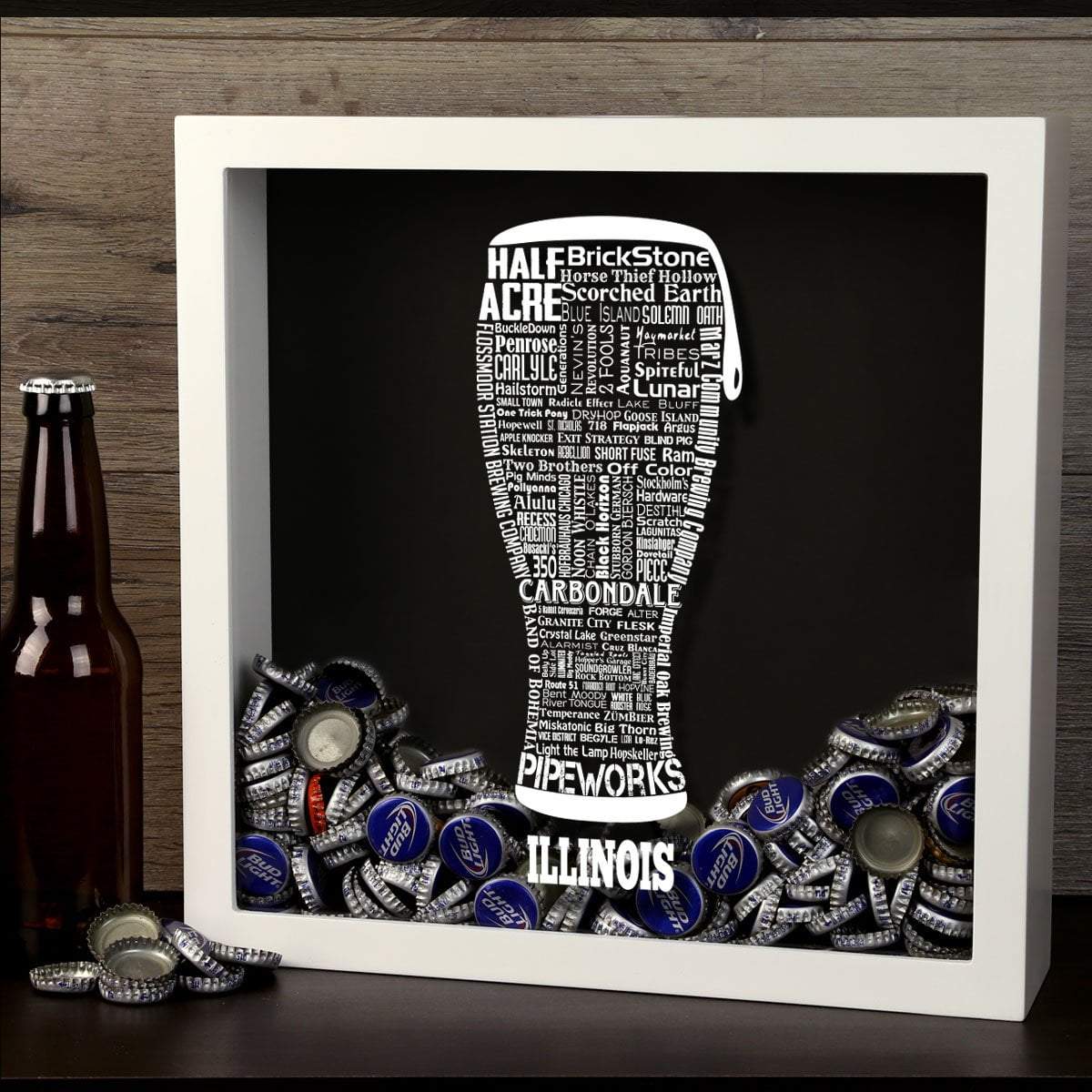 Torched Products Shadow Box Illinois Beer Typography Shadow Box (779424432245)