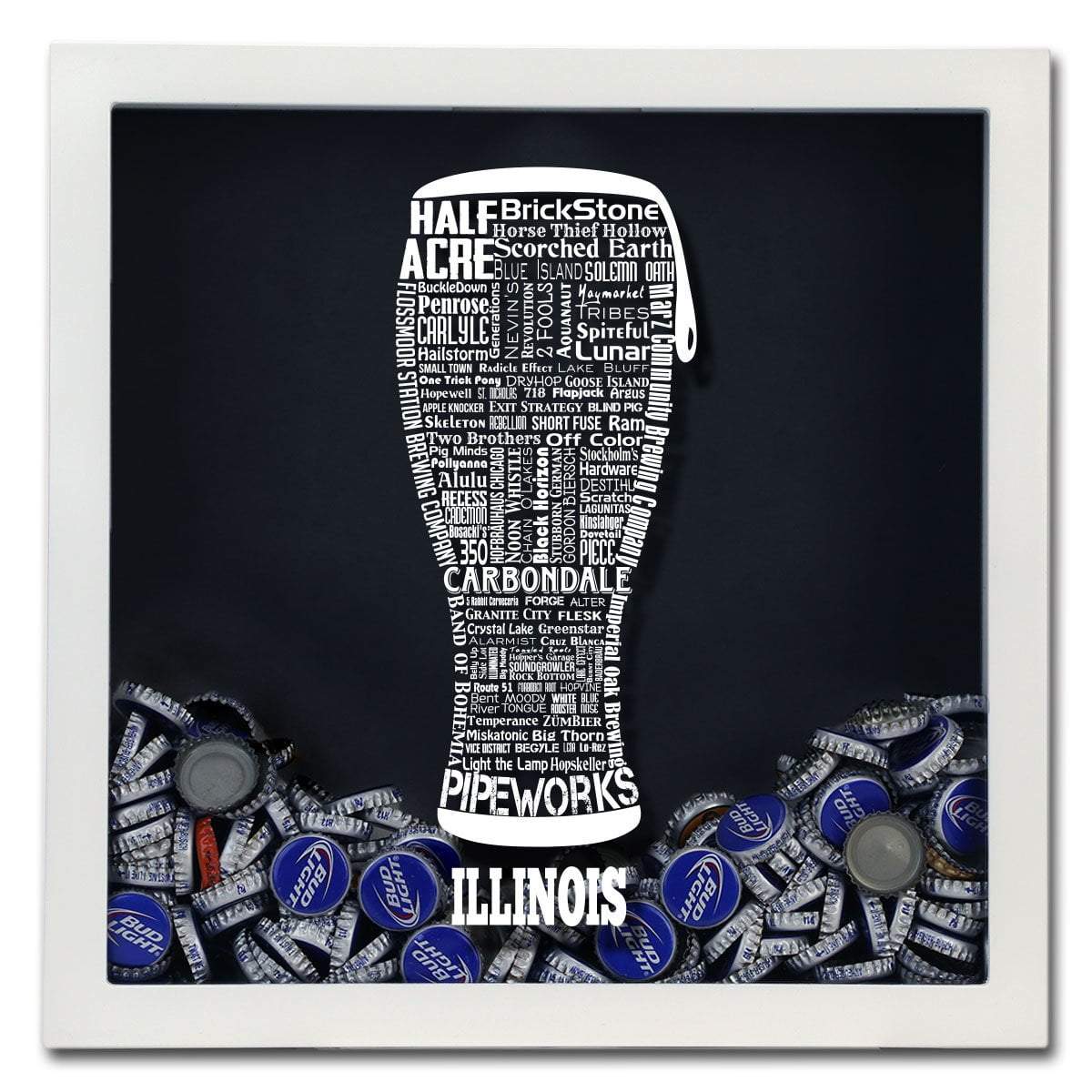 Torched Products Shadow Box Illinois Beer Typography Shadow Box (779424432245)