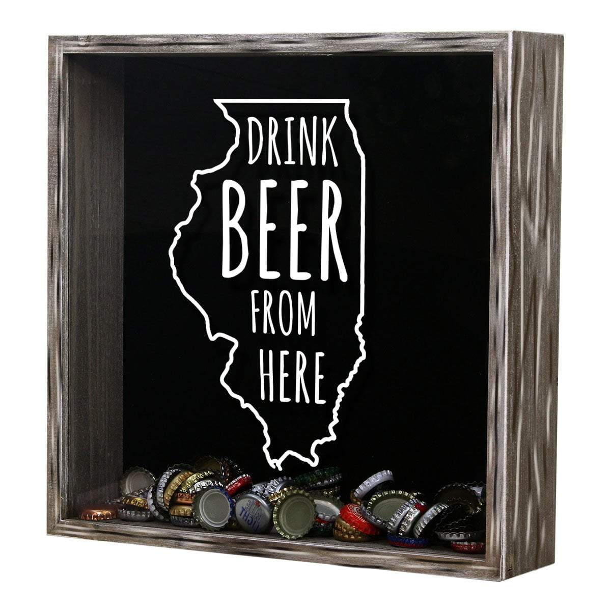 Torched Products Shadow Box Illinois Drink Beer From Here Beer Cap Shadow Box (781175128181)