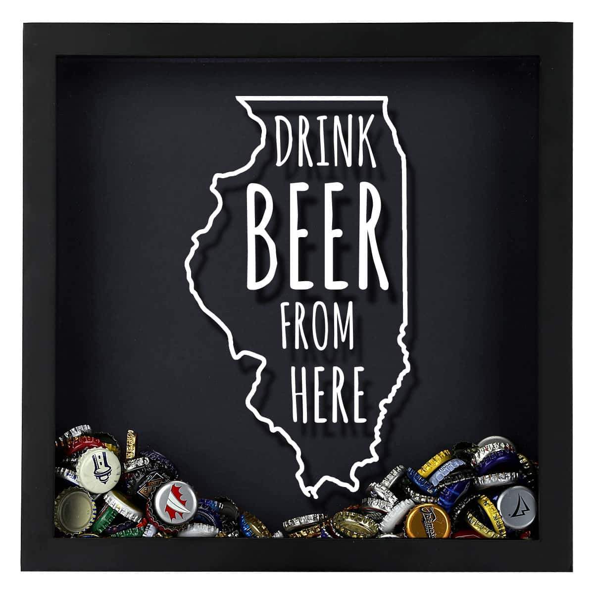 Torched Products Shadow Box Illinois Drink Beer From Here Beer Cap Shadow Box (781175128181)