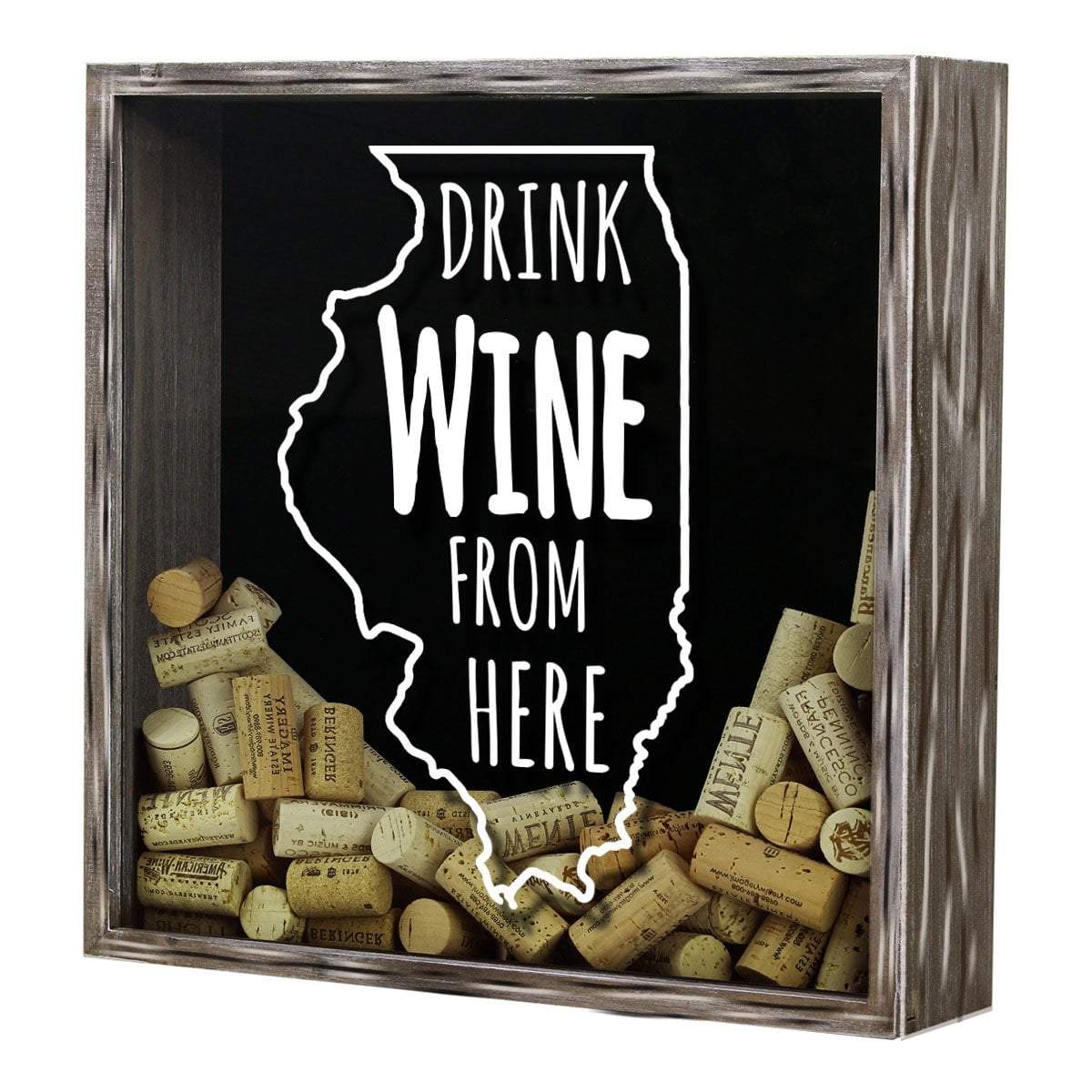 Torched Products Shadow Box Illinois Drink Wine From Here Wine Cork Shadow Box (795733590133)