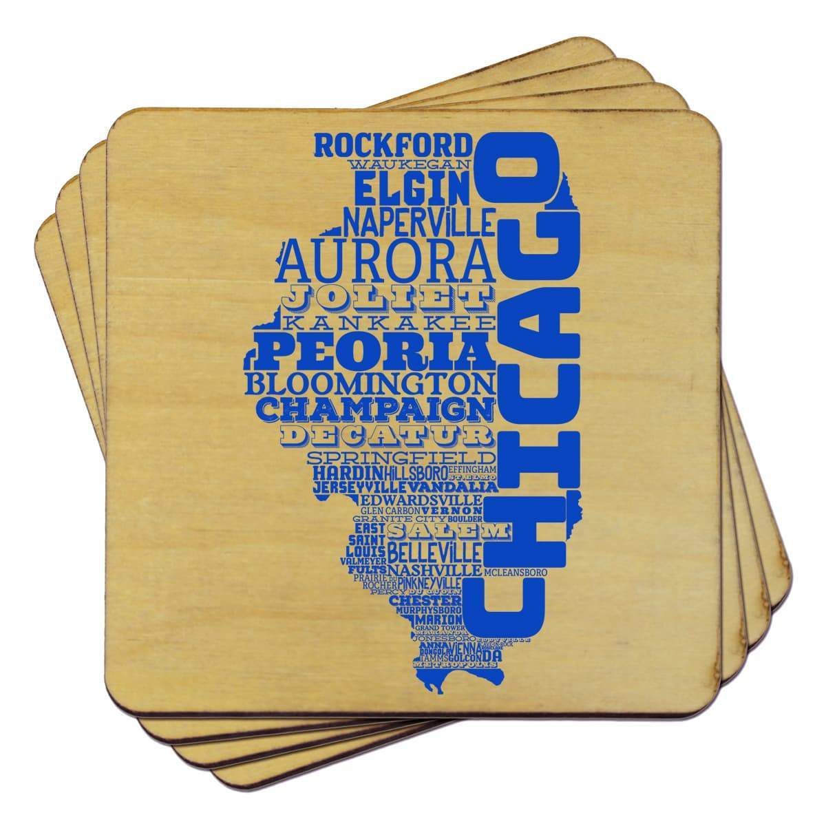 Torched Products Coasters Illinois State Typography Coaster (787812352117)