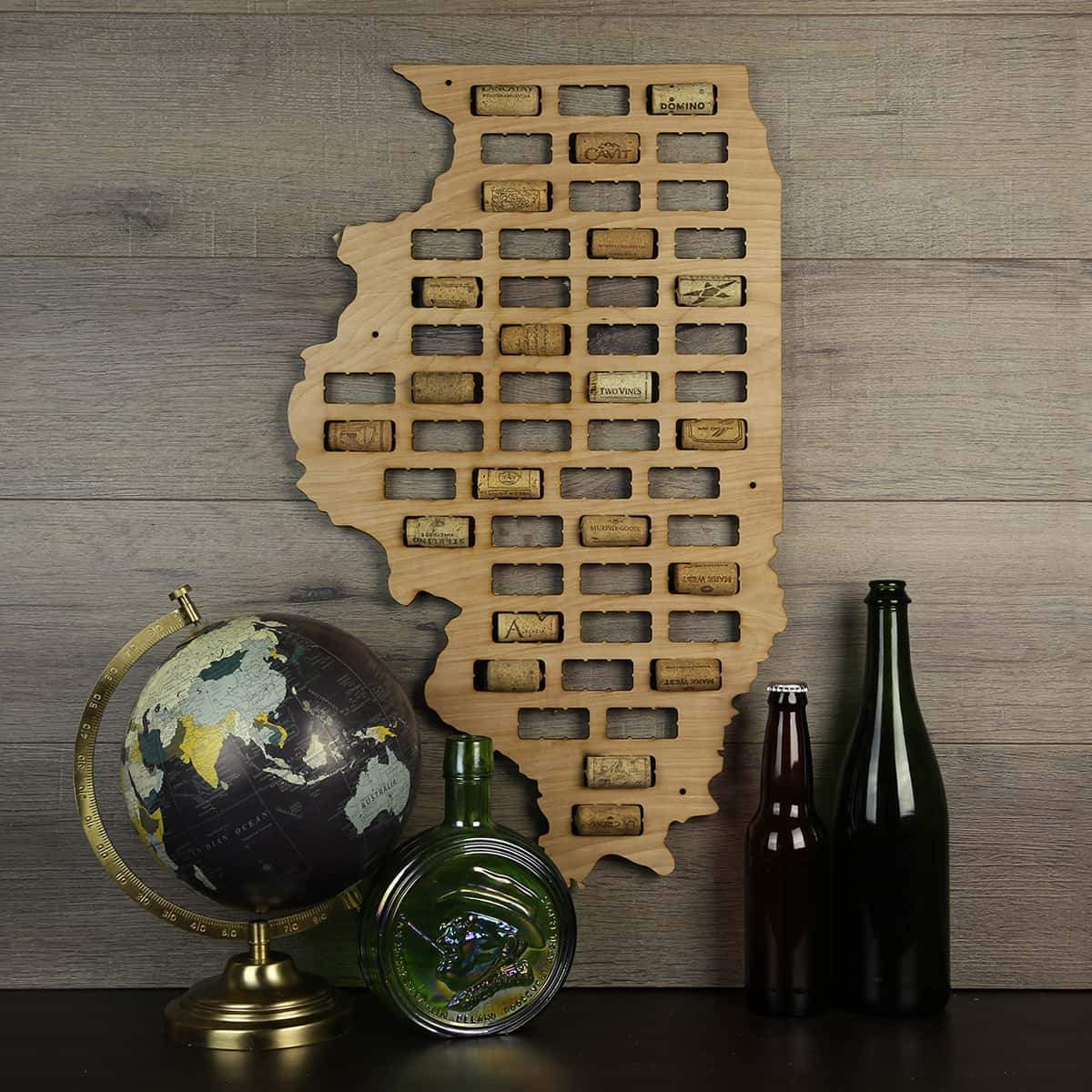 Torched Products Wine Cork Map Illinois Wine Cork Map (778968629365)