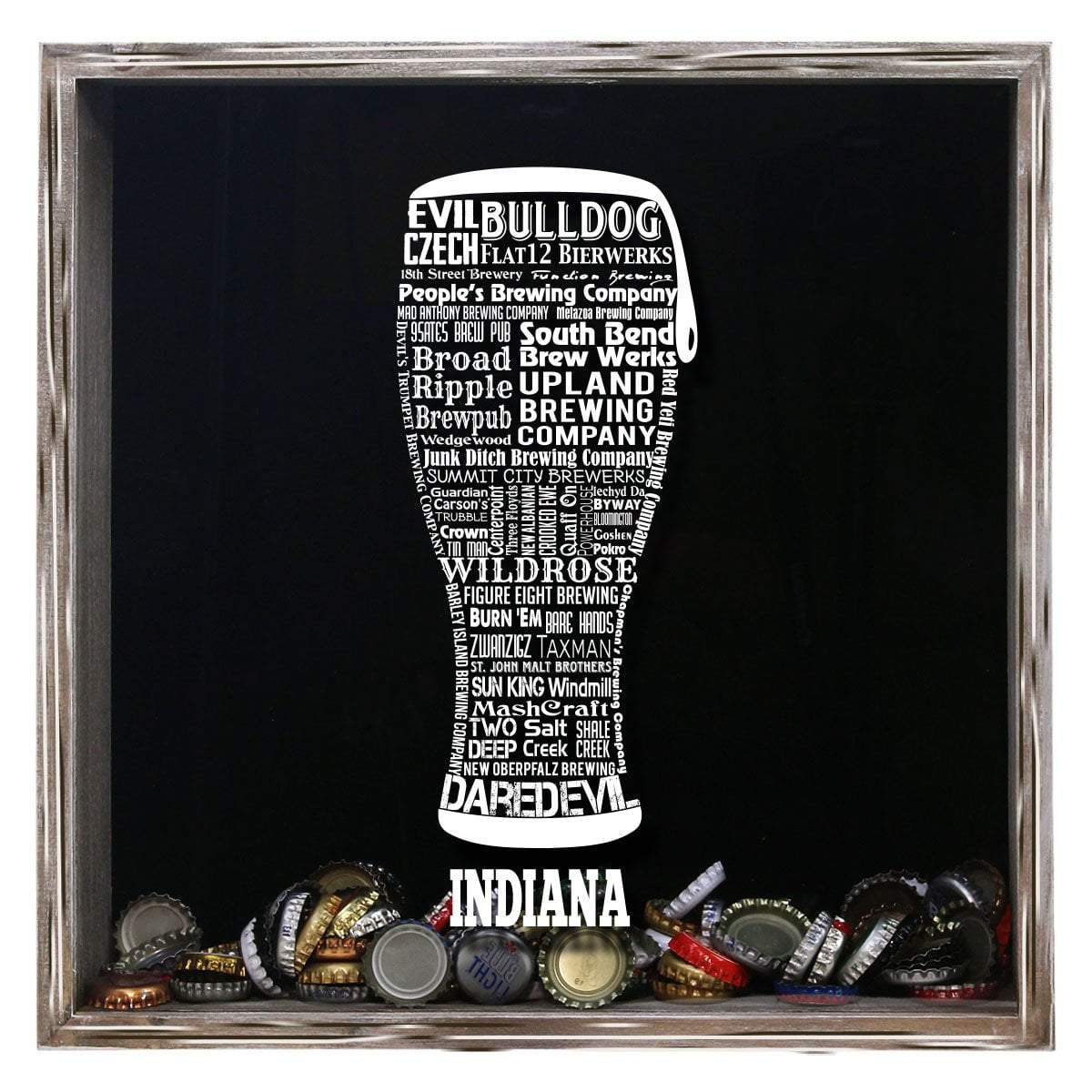 Torched Products Shadow Box Gray Indiana Beer Typography Shadow Box (779424530549)