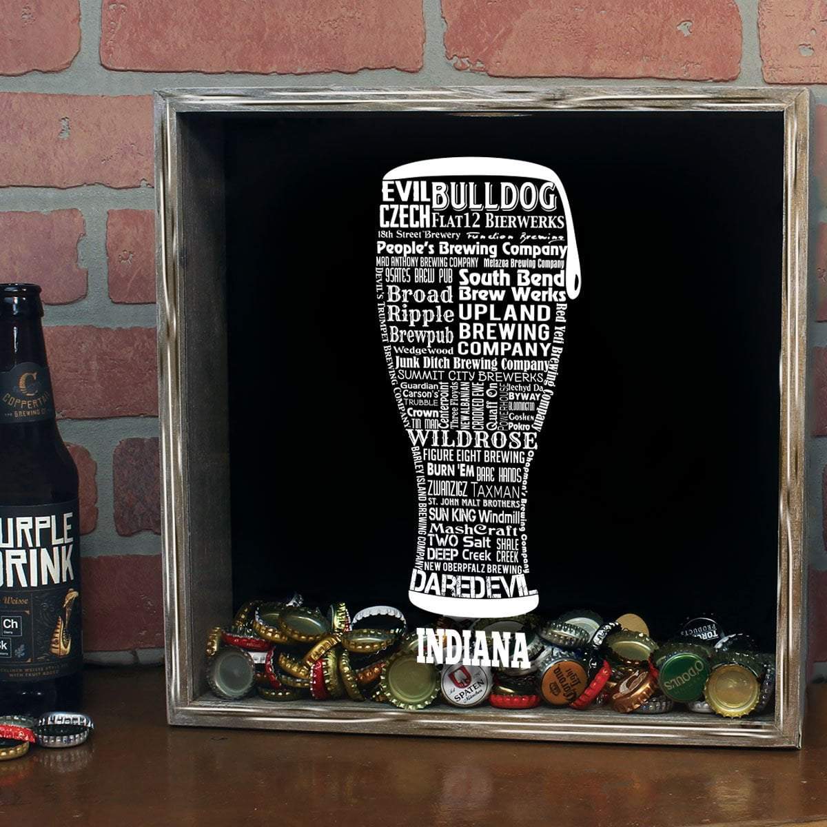Torched Products Shadow Box Indiana Beer Typography Shadow Box (779424530549)