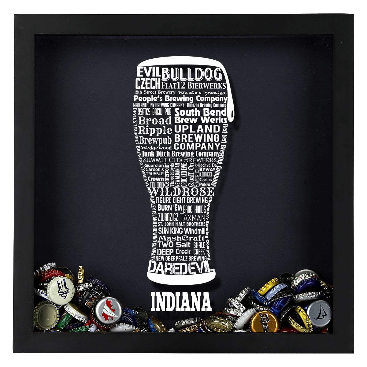 Torched Products Shadow Box Indiana Beer Typography Shadow Box (779424530549)