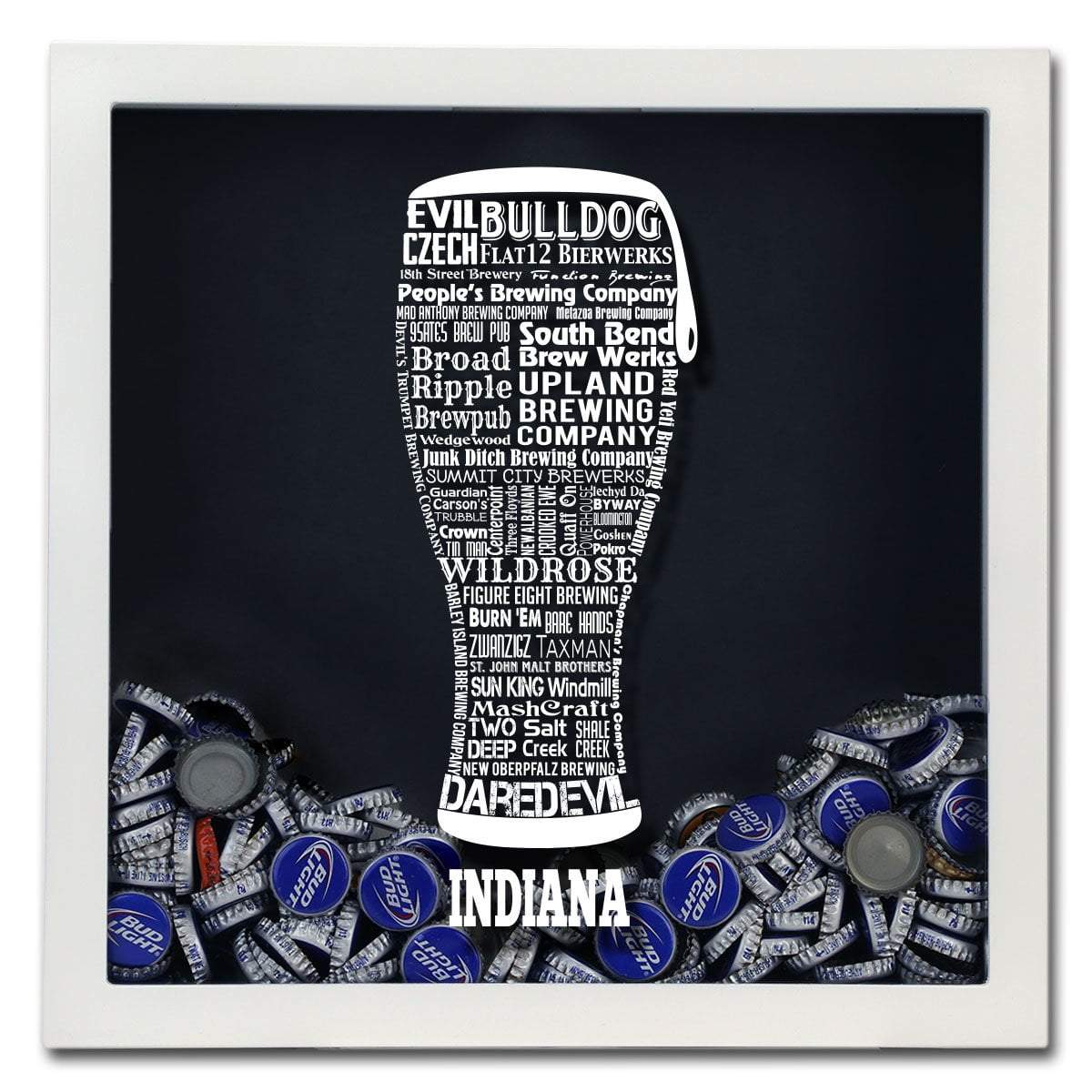 Torched Products Shadow Box Indiana Beer Typography Shadow Box (779424530549)