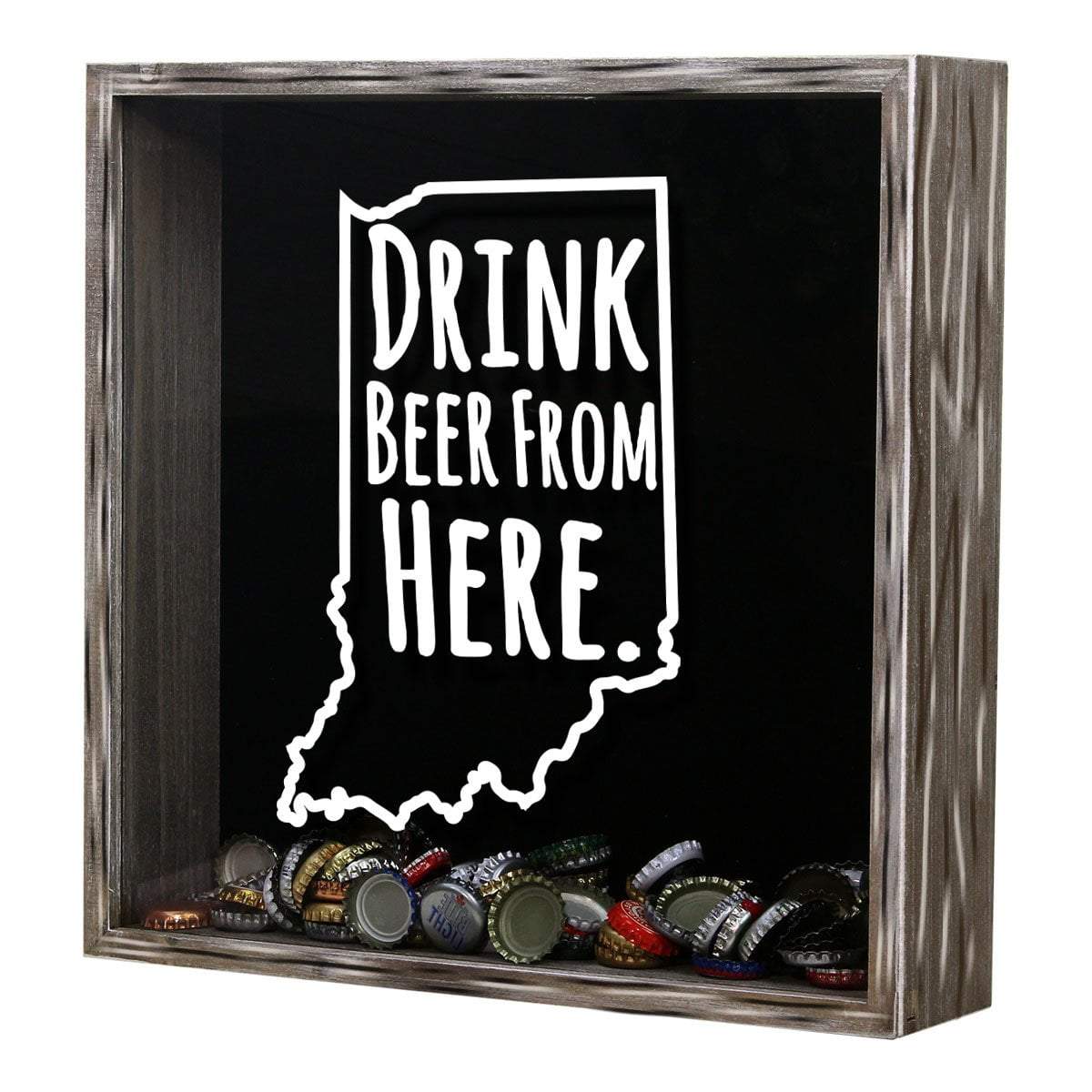 Torched Products Shadow Box Indiana Drink Beer From Here Beer Cap Shadow Box (781175324789)