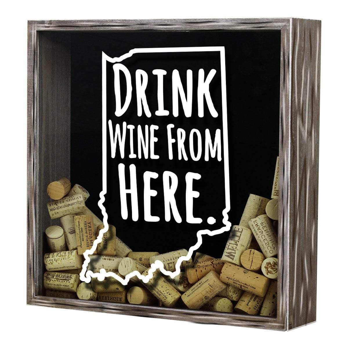 Torched Products Shadow Box Indiana Drink Wine From Here Wine Cork Shadow Box (795735982197)