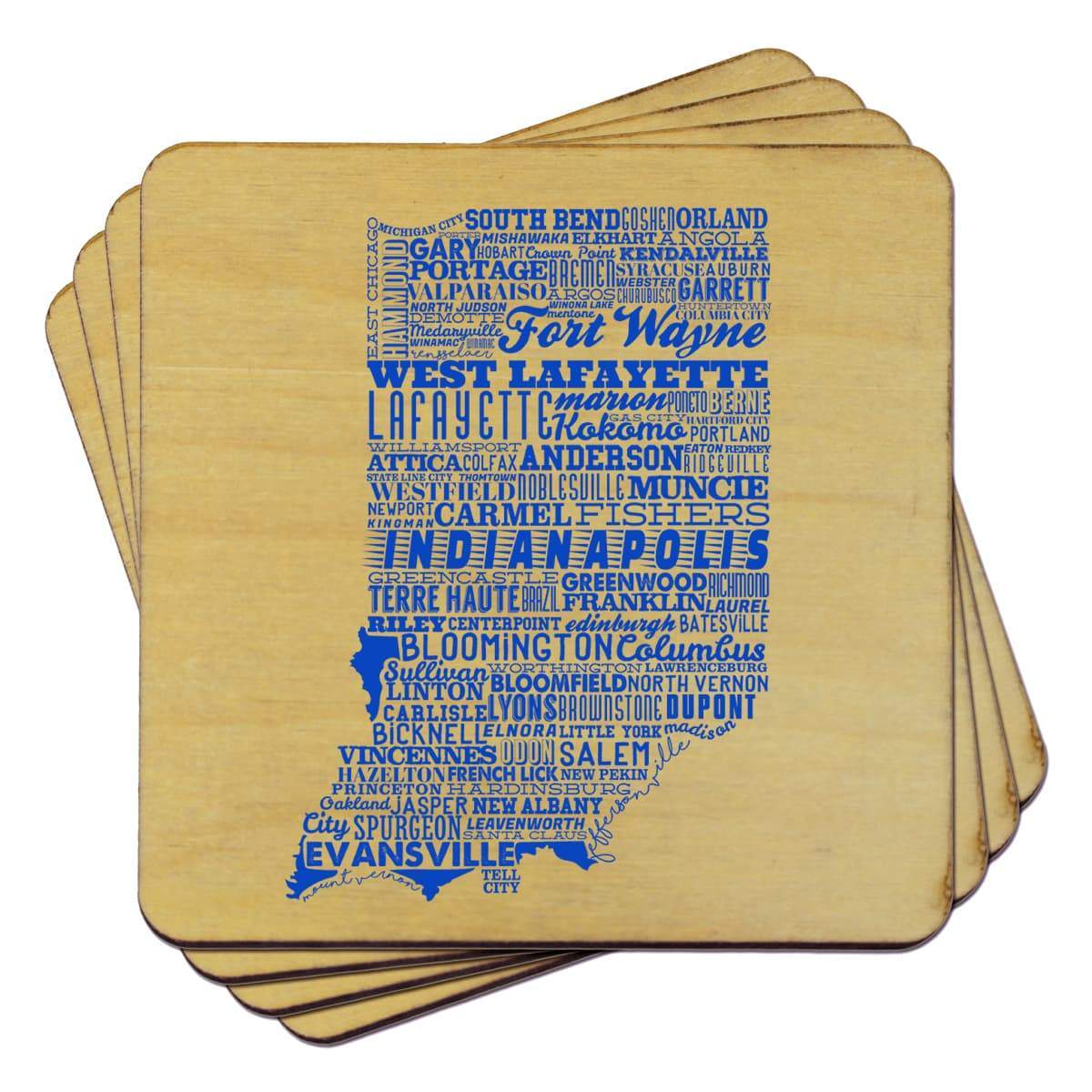 Torched Products Coasters Indiana State Typography Coaster (787814678645)