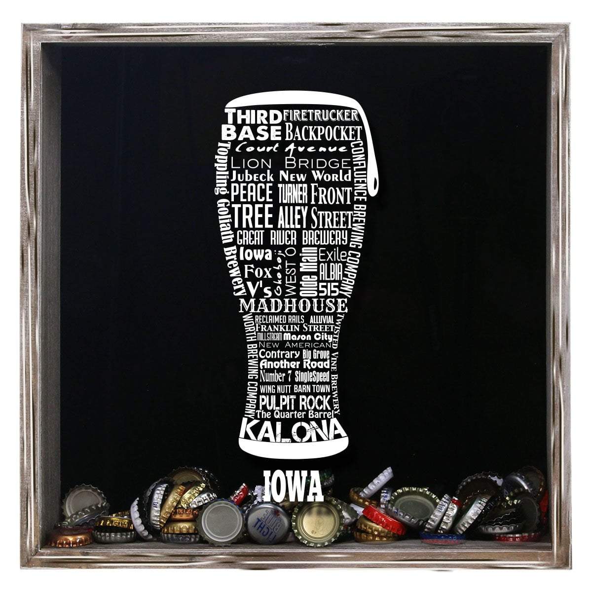 Torched Products Shadow Box Gray Iowa Beer Typography Shadow Box (779379179637)