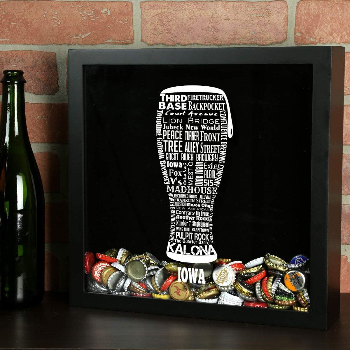 Torched Products Shadow Box Black Iowa Beer Typography Shadow Box (779379179637)