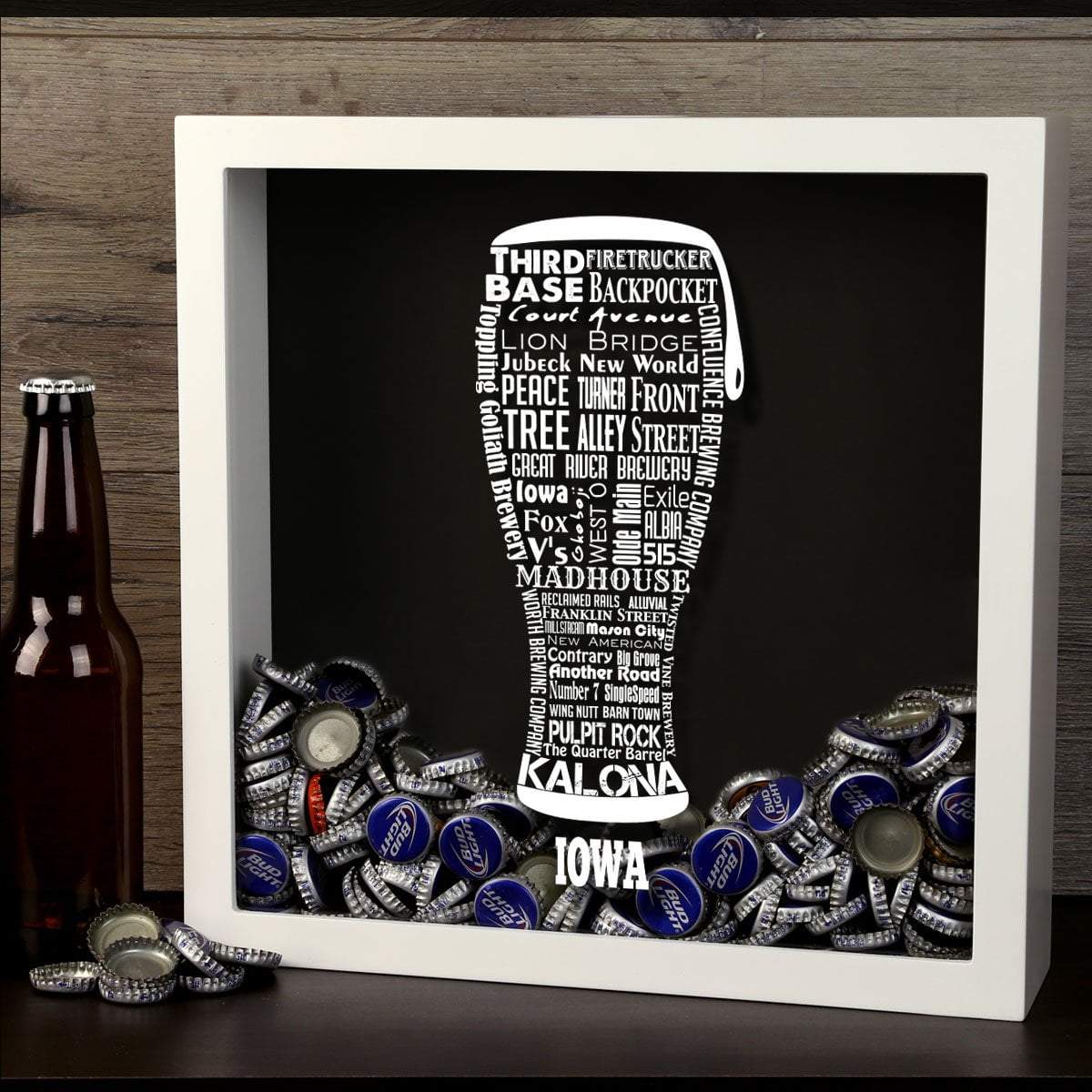Torched Products Shadow Box Iowa Beer Typography Shadow Box (779379179637)